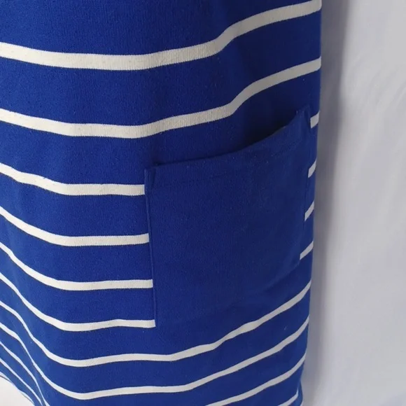 GAP Blue/white striped heavy tee dress with pockets, back zip, front pockets - Picture 3 of 8
